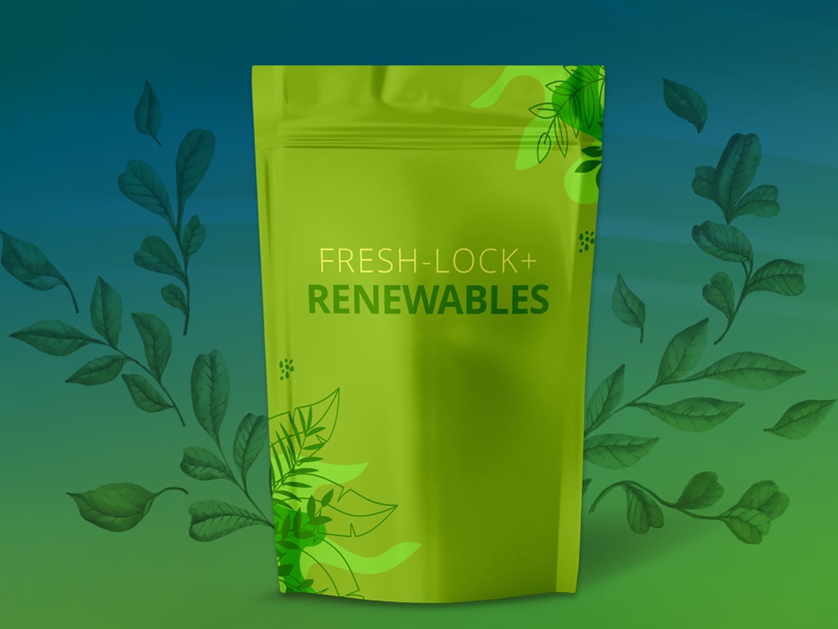 Fresh-Lock renewable and sustainable packaging image with green leaves