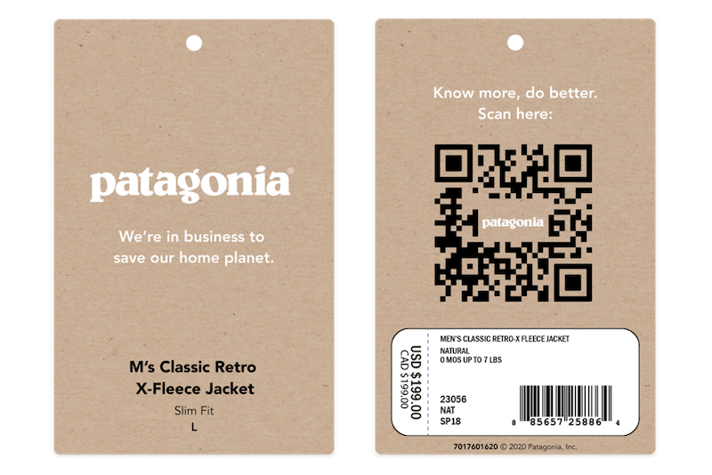 example of Patagonia using a QR code to signal brand values